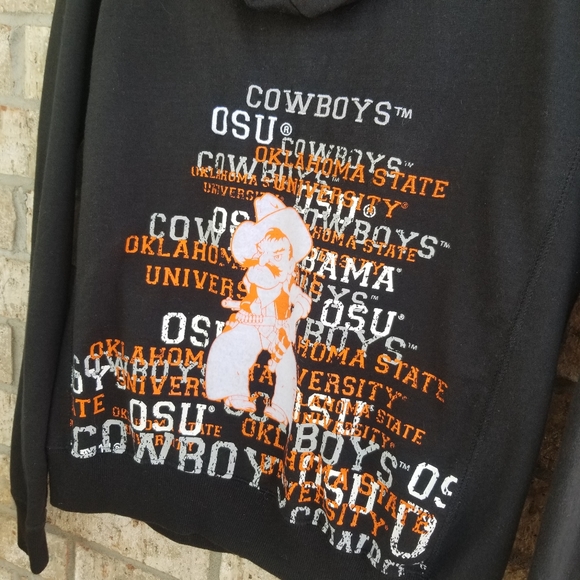 OSU OOKLAHOMA State Cowboys MEDIUM Black Zip-up HOODIE Emerson Street Collegiate - Picture 6 of 10